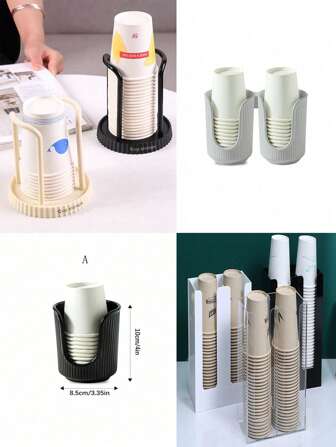 Soporte de vaso de papel grueso, dispensador de vasos desechables, organizador de almacenamiento de vasos multifuncional, compartimento desmontable para diversos tipos de bebidas, estante para tazas de café/té en el hogar, soporte de vaso de papel antideslizante y delicado, soporte de vaso de papel de fácil instalación