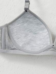3 piezas Ropa interior suave y sin aros de colores sólidos para niña, sostén cómodo y casual