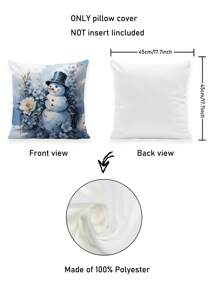 4-Pcs Christmas Throw Pillow Covers - Santa Claus And Snowman Designs Single-Sided Printing, Contemporary Style, Hand Wash Only, Zipper Closure, Suitable For Living Room Decor (No Filling) - Blue - View 2