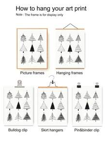 1pc Unique Festive Black And White Cartoon Christmas Trees Canvas Print For Modern Apartment Or Retro Office Wall Art Decoration - Perfect Holiday Christmas Gift, Unframed Christmas Decoration XMAS Decor Christmas Tree Gift Decor Thanksgiving Wedding Home Decor Home Decor Fall Decor Autumn Decor Birthday Decorations For Gifts Party Supplies Indoor Holiday Festival Decor Halloween Decor Wall Decor Halloween Ornaments