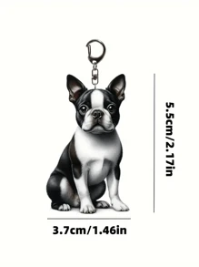 1pc Acrylic Boston Terrier Keychain, Cute 2D Animal Keychain, Cartoon Style Key Accessory, Suitable For Pet Lovers, No Size Car Accessories Bag Charm Backpack For School Animal Goth Y2k Bag Accessories Lanyards With Id Holder Car Accessories Bag Charms