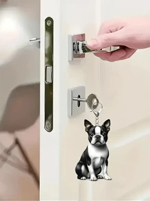 1pc Acrylic Boston Terrier Keychain, Cute 2D Animal Keychain, Cartoon Style Key Accessory, Suitable For Pet Lovers, No Size Car Accessories Bag Charm Backpack For School Animal Goth Y2k Bag Accessories Lanyards With Id Holder Car Accessories Bag Charms