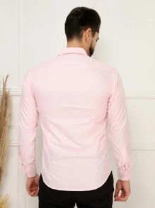 Microlight Long Sleeve Slim Fit Dress Shirt, Wrinkle Free, Ironed, Factory Ironed - 淺粉色 - 查看 2