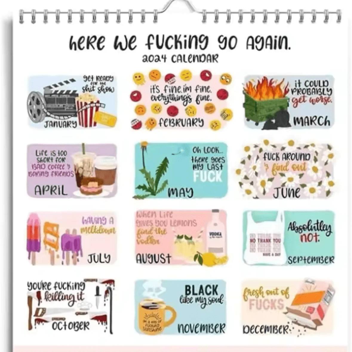 Skylight Planner Here We Go Again 2026 Calendar - Funny Wall Calendar ...