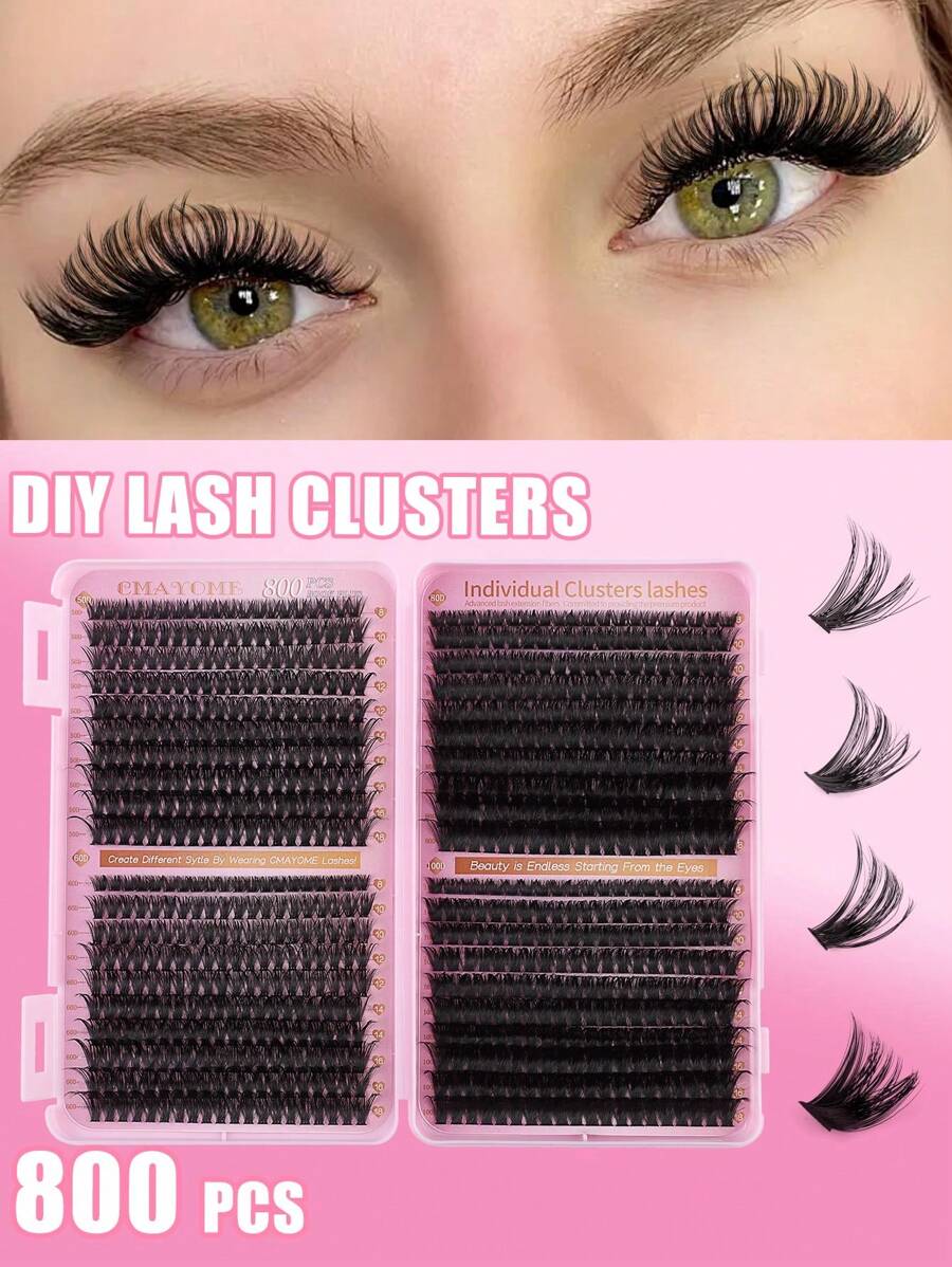CMAYOME Bộ 800 cọng mi D Volume Mi Bush DIY nối mi, Bộ 800 cọng mi Bush, Dày và bồng bềnh, Tập mi hỗn hợp lớn 8-18mm - DD - Xem 1