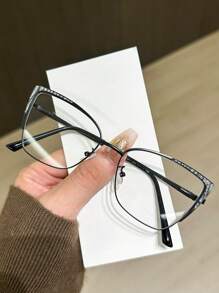 1 件女士闪亮不锈钢猫眼装饰戒指，适合日常和节日佩戴，四季皆宜 - 無色 - 查看 18