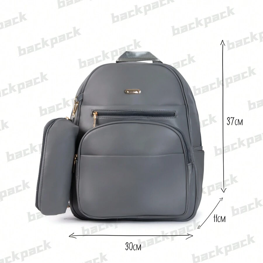 Women's Medium Faux Leather Backpack Bag NEW2024 - 灰色 - 查看 1