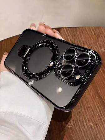 1 件透明电镀防震硅胶手机壳，带金属滑动支架/防震手机壳，TPU 材质，适用于 15 Pro Max/16 Pro Max/16 Pro/11/12/13/14 Pro Max/14 Pro/13 Pro Max/16、17、17 Pro、17 Pro Max、S24、S24 Ultra、S25、S25 Ultra，支持无线磁力充电