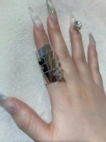 朋克摇滚情侣盔甲戒指，多层可调节开口土星形状戒指，时尚