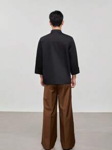 New Fashion Chef Workwear, Classic Black Unisex Long Sleeve, High-End Hotel Kitchen, Western Restaurant, Bakery, Cafe Uniform. Skin-Friendly, Comfortable, Thicker Fabric, Durable, Wrinkle-Resistant, Quick-Drying, Breathable, Diagonal Front Buttons, Improved Overall Quality, Horseshoe Cuff Design, Flexible Wearing