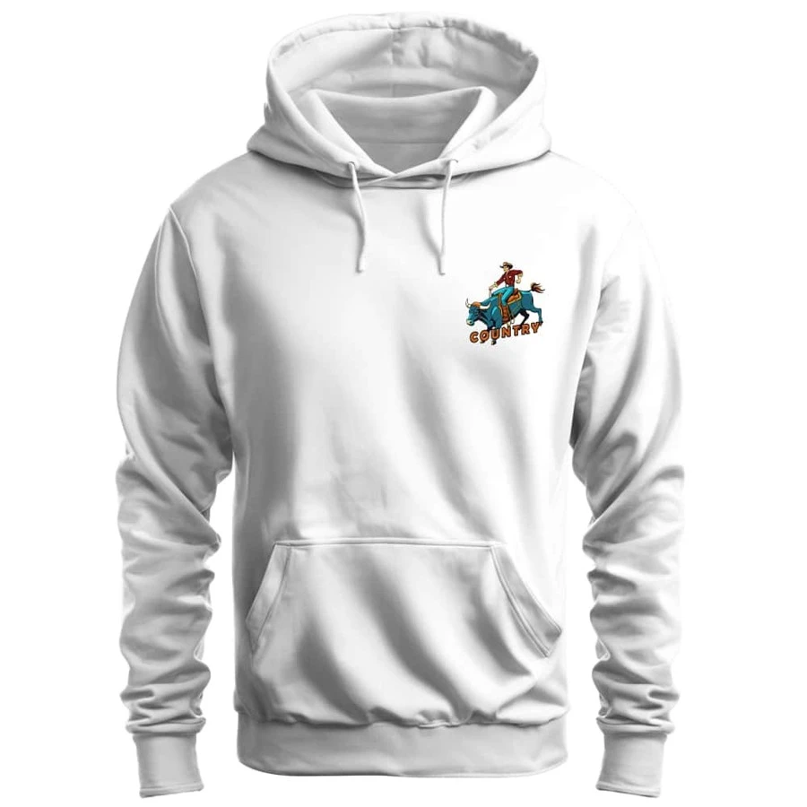 Cotton Sweatshirt With Pocket And Kangaroo Hood, Comfortable, Minimalist Country Peão Print - 白色 - 查看 1