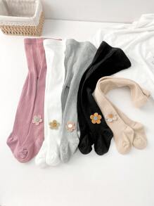 5 Pieces Children's Baby Girl's Tights – Soft, Stretchy Solid Color Pantyhose For Toddler Newborn (All Seasons)