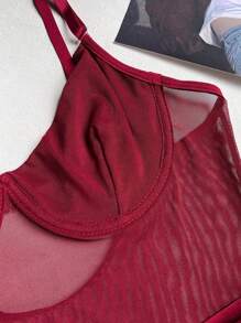 Conjunto de ropa interior sexy de mujer de malla transparente