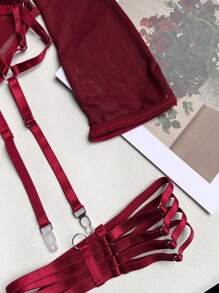 Conjunto de ropa interior sexy de mujer de malla transparente