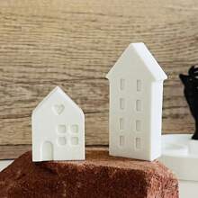 10 种不同的迷你房屋蜡烛模具、房屋硅胶树脂模具、迷你房屋环氧树脂铸造模具，适用于香薰珠、钥匙吊坠、DIY 蜡烛、石膏、工艺品、珠宝配件 - 白色 - 查看 5