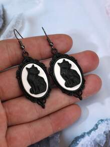 Hoa tai mèo đen phong cách Gothic cổ điển Y2K - màu đen - Xem 3