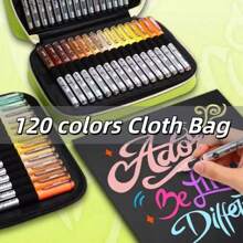 120-Color Direct-Liquid Acrylic Marker Pens With Brush Tips, Portable Carrying Case, Suitable For Wood, Canvas, Stone, Rock Art, Glass, Ceramics, Student Painting, Art & Craft DIY