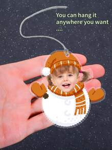 1 件定制圣诞照片雪人吊坠，个性化亚克力材质，定制圣诞雪人吊坠个性配饰，节日家居装饰，适合圣诞树悬挂，家居装饰，节日礼物，经典雪人造型与您的个人照片相结合，节日氛围浓厚，七种图案可供选择 - 彩色 - 查看 5