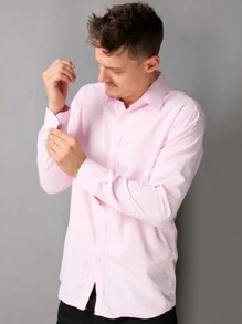 Long Sleeve Dress Shirt Does Not Wrinkle Easily - 淺粉色 - 查看 4
