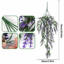 1 件装人造薰衣草植物悬挂竹叶藤花束房间装饰秋季装饰花束假植物用于秋季装饰婚礼花瓶用于家庭餐厅卧室装饰、节日生日派对配件、户外花园装饰 - 彩色 - 查看 3