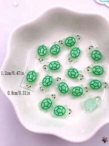 30颗树脂8*12mm彩色3D迷你乌龟平底水钻剪贴簿DIY婚礼贴花装饰工艺珠宝配件夏季、学校