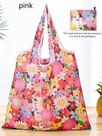 1 Piece Large Capacity Fashionable Printed Shopping Bag Portable, Fashionable Printed Bag Large Polyester Folding Bag Travel Bag Shoulder Bag Large Capacity Shopping Bag Foldable Bag School Bag,Large Capacity,Lightweight,Portable, Suitable For Teen Girls Women College Students, Perfect For Back To School,College,Middle School, High School,Work , Business, Commute