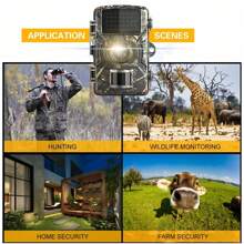 1 pièce Caméra haute définition de chasse en plein air, caméra de surveillance intelligente pour l'extérieur, caméra haute définition 1080P à distance pour une utilisation en extérieur, étanche IP66 avec vision nocturne, suivi d'animaux, caméra de suivi et de jeu