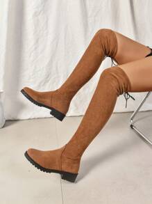 Latest Fashion Black Over-The-Knee Boot Suitable For Office Wear & Skirts, Women - Brown - View 5