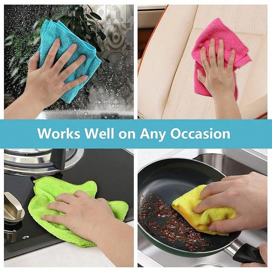 5/10Pack MultiColor Microfiber Cleaning Cloth Set, Size 11.8X11.8
