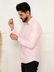 Microlight Long Sleeve Slim Fit Dress Shirt, Wrinkle Free, Ironed, Factory Ironed - 淺粉色 - 查看 4