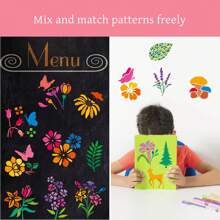 64 件 DIY 花卉、植物和蝴蝶模板 - 3 英寸，塑料材质，非常适合房间装饰、相册、礼品袋、织物、墙壁、木材、岩石、黑板、标志和更多创意艺术项目 - 白色 - 查看 5