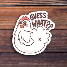 3 英寸鸡表情包乙烯基贴纸 - “什么？” | 非常适合笔记本电脑、水瓶、日记本和农舍装饰 | 非常适合鸡爱好者、动物爱好者和双关语收藏家 | 送给农民、朋友和动物爱好者的理想礼物 | 可爱又有趣的农场主题装饰贴纸 - 3吋/7.62厘米 - 查看 1