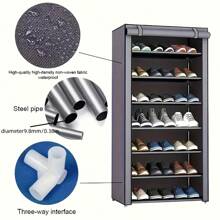 6/8/10 Layer Shoe Cabinet With Dust Cover, Non-Woven Fabric Saves Space Shoe Rack, Large Capacity, Easy To Assemble, Portable Shoe Cabinet, Suitable For Various Scenarios Such As Entrance, Storage Rack, Home And Dormitory Storage