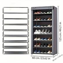 6/8/10 Layer Shoe Cabinet With Dust Cover, Non-Woven Fabric Saves Space Shoe Rack, Large Capacity, Easy To Assemble, Portable Shoe Cabinet, Suitable For Various Scenarios Such As Entrance, Storage Rack, Home And Dormitory Storage