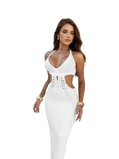 Vestido Midi Longo Festa Casamento Elegante Tricô Modal