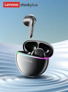 Lenovo Auriculares Bluetooth XT97-SG con sonido envolvente de alta definición, luces de colores, música/juegos, larga duración de la batería, baja latencia, micrófono sensible, cancelación pasiva de ruido, auriculares inalámbricos semi in-ear