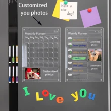 1PC Tùy chỉnh nhãn dán tủ lạnh có ảnh của bạn Bảng tin in cá nhân bất kỳ thiết kế nào Nhãn dán tủ lạnh bằng acrylic từ tính Bảng viết có thể xóa khô để trang trí nhà cửa, văn phòng, tủ lưu trữ trong bếp. - Nhiều màu - Xem 2