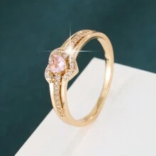 1 件优雅心形方晶锆石装饰女士戒指 - 彩色 - 查看 11