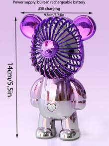 1 件可爱熊形电风扇，电镀熊图案，礼品 - 多色 - 查看 9