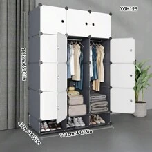 Easy-To-Assemble Wardrobe Closet, Sturdy & Durable Home Bedroom Organizer Storage Cabinet For Rental Room/Dorm, Small Storage Armoire