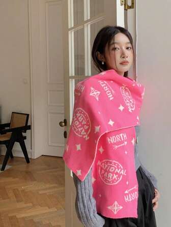 DIY 柔软蓬松粉色针织无限围巾、双面冬季围脖和披肩，适合女士