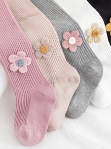 5 Pieces Children's Baby Girl's Tights – Soft, Stretchy Solid Color Pantyhose For Toddler Newborn (All Seasons)