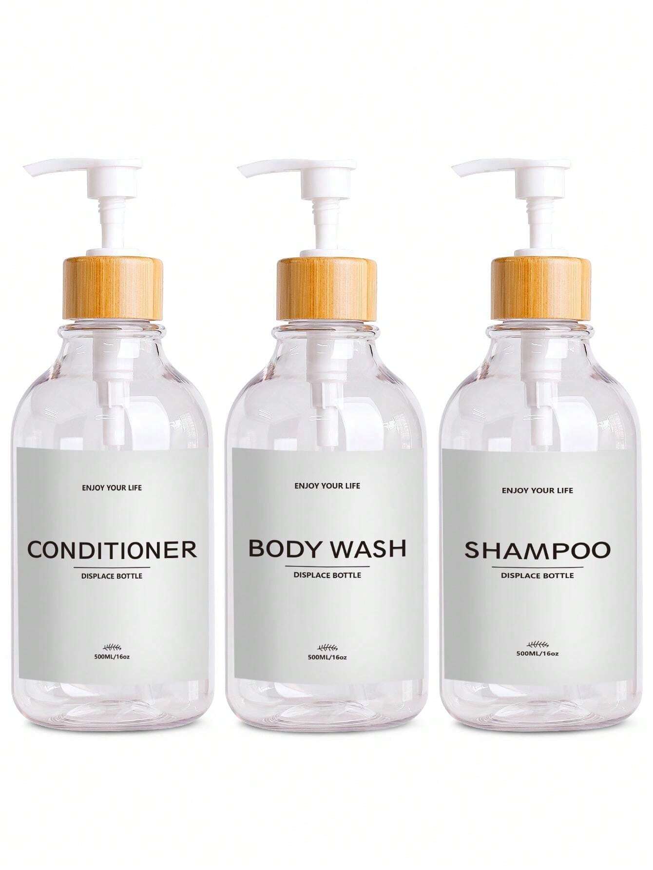 3pcs 16oz Refillable Shampoo And Conditioner Dispenser Bottles Set Of