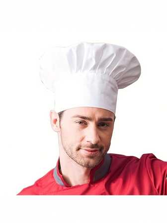 Gorro de chef clásico, gorro de cocinero profesional para la cocina, de 8.6 pulgadas de altura, talla ajustable, transpirable para panadería, restaurante, cafetería