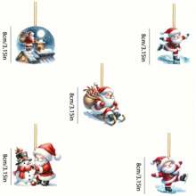 5 món đồ trang trí cây thông Noel bằng Acrylic hình ông già Noel - Mặt dây chuyền Giáng sinh, Treo tường, Trang trí ngày lễ cho nhà, văn phòng và xe cộ, Đồ trang trí treo cây thông Noel, Đồ trang trí nhà thiết yếu - Nhiều màu - Xem 10