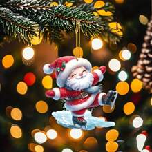 5 món đồ trang trí cây thông Noel bằng Acrylic hình ông già Noel - Mặt dây chuyền Giáng sinh, Treo tường, Trang trí ngày lễ cho nhà, văn phòng và xe cộ, Đồ trang trí treo cây thông Noel, Đồ trang trí nhà thiết yếu - Nhiều màu - Xem 4