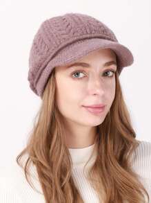 1pc Thickened Knitted Cable Pattern Beret Hat, Warm Winter Cap - Multicolor - View 20