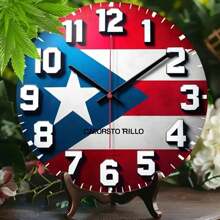 1 件波多黎各国旗艺术 8x8 英寸圆形木制标牌、无动力装饰牌匾、圣诞/新年装饰标牌、圣诞/新年礼物、家居和办公室装饰木制墙壁艺术/耐用材料/客厅/酒吧/咖啡厅/室内户外理想礼物，款式随机 - 彩色 - 查看 3