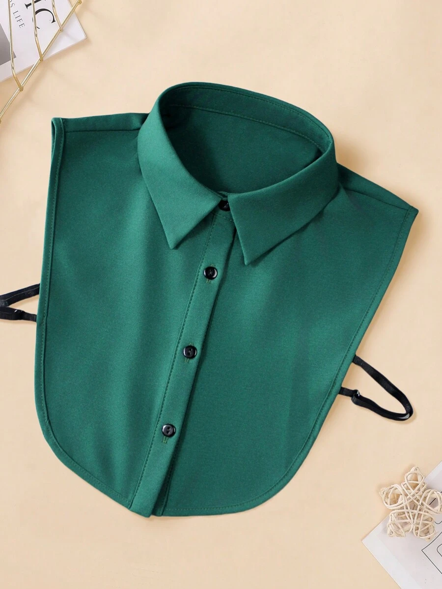 1 件女士尖领雪纺仿衬衫裙，时尚日常穿着 - 綠色 - 查看 1