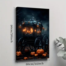 1pc Ghost Car Halloween Wooden Canvas Wall Art, Canvas Poster Print Wall Art For Bedroom, Living Room And Hallway, Ideal Gift For Home Decor And Room Decoration - 彩色 - 查看 10
